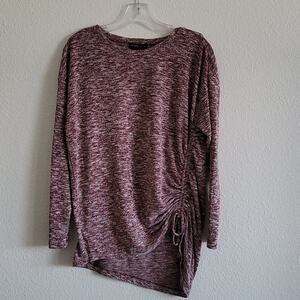 DESIGN HISTORY Tunic Long Sleeve Sweater Cinched Size Small Burgundy